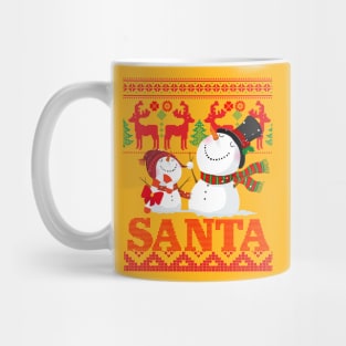 christmas santa snowflakes sweater pattern design Mug